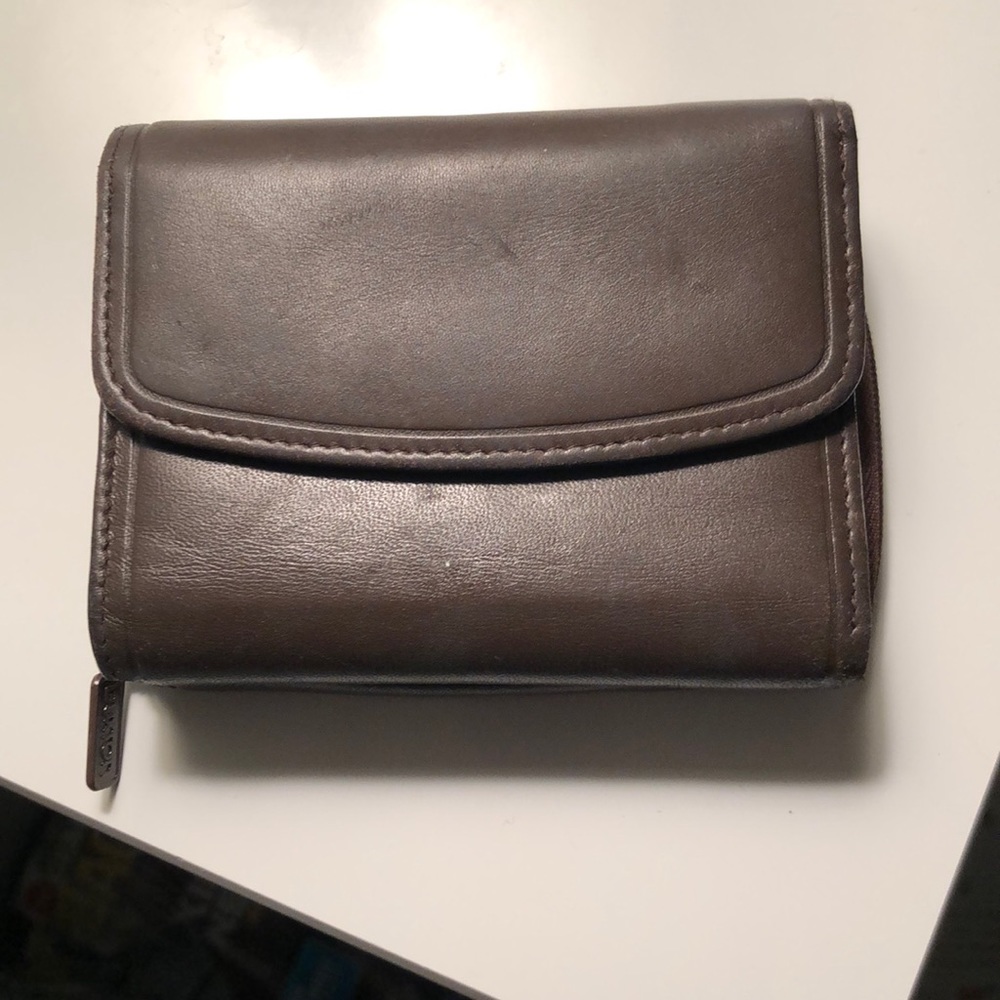 Button brown wallet
